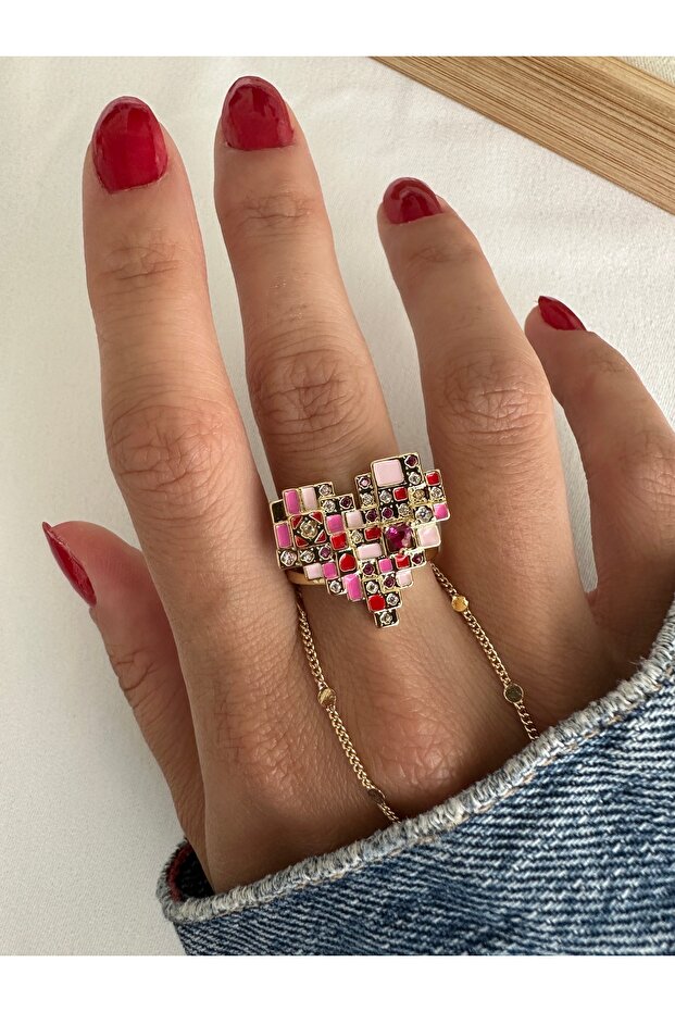 خاتم قلب بكسل وردي - 3