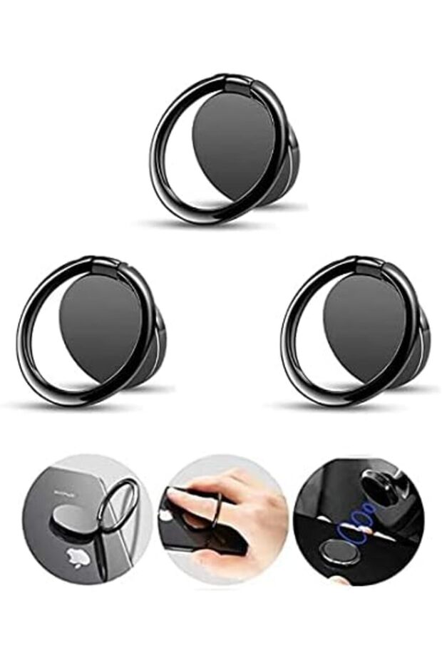 YU WELL 3 Pack Phone Ring Holder Stand Phone 360 Degree Rotation Kickstand For Various Mobiles Black