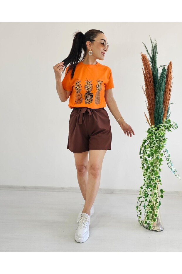 Linen Belt Detail Shorts