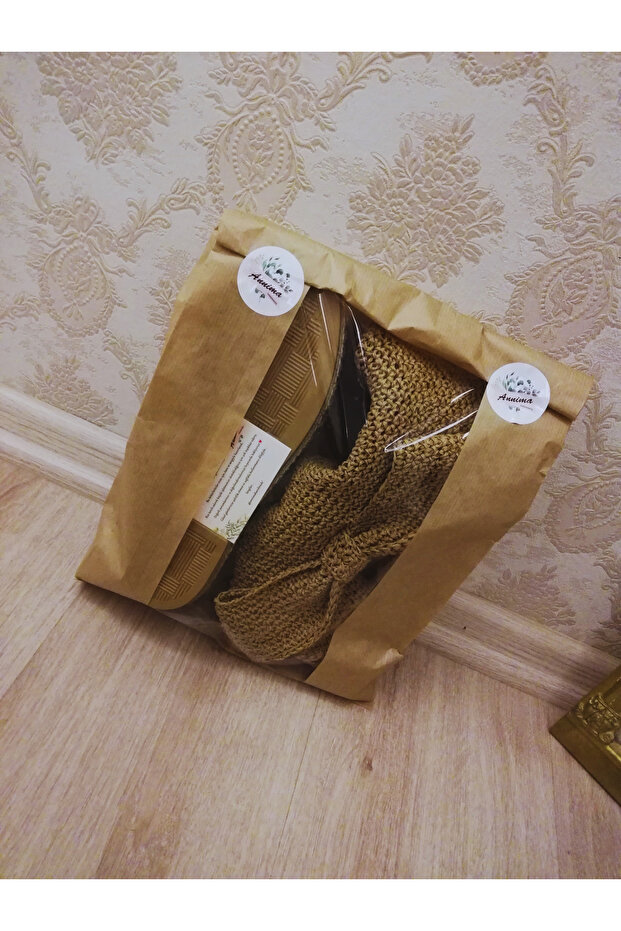 Kadın Boho Yaz Seti – Örgü Şapka ve Hasır Terlik Seti - 5