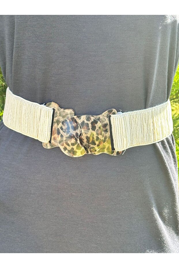 80X5 cm Leopard Buckle Elastic Women's Belt
