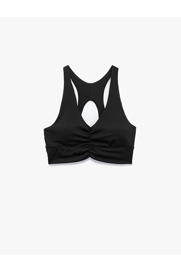 V Neck Sleeveless Window Detail Sports Bra