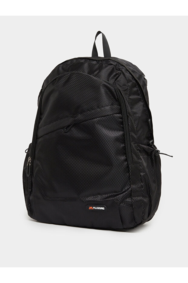 حقيبة ظهر بتفاصيل رقعة مع جيوب بسحاب - 1