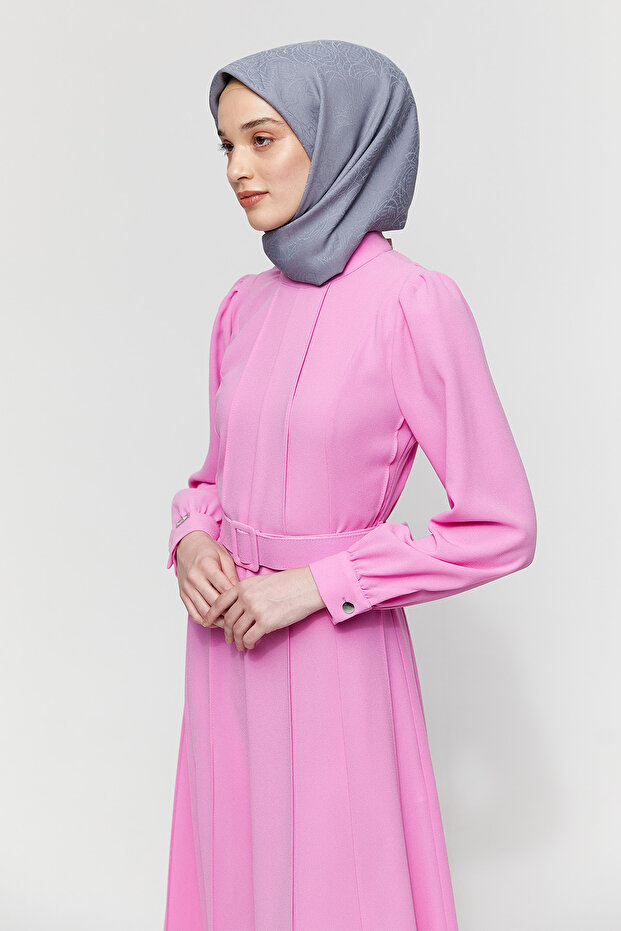 Kemerli Parçalı Elbise - 4