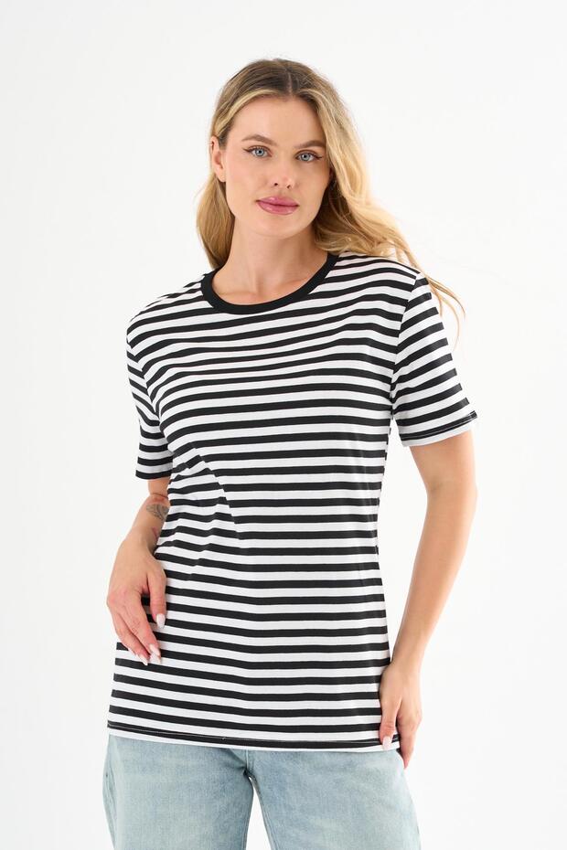 Crew Neck Striped Short Sleeve T-Shirt