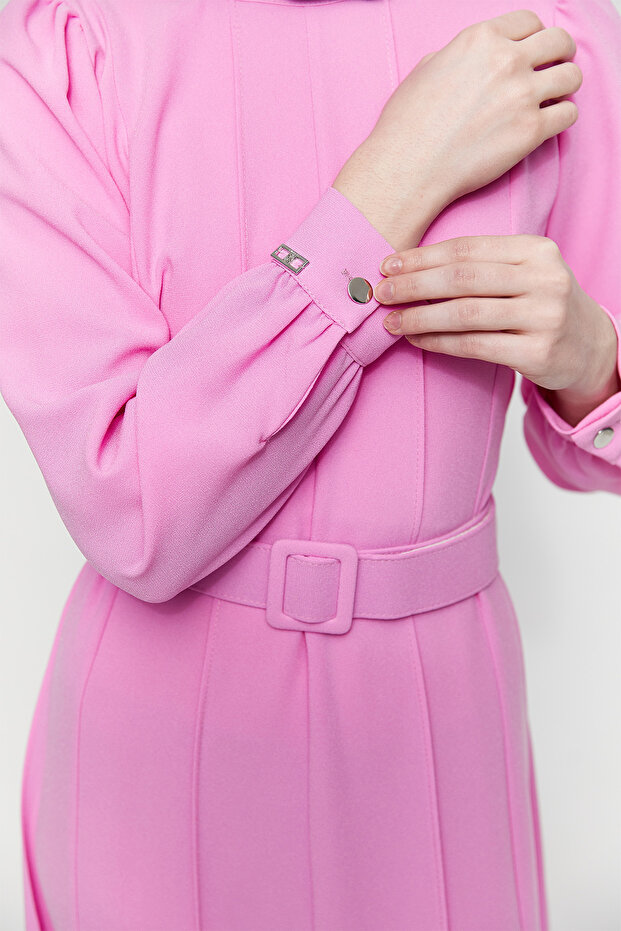 Kemerli Parçalı Elbise - 5