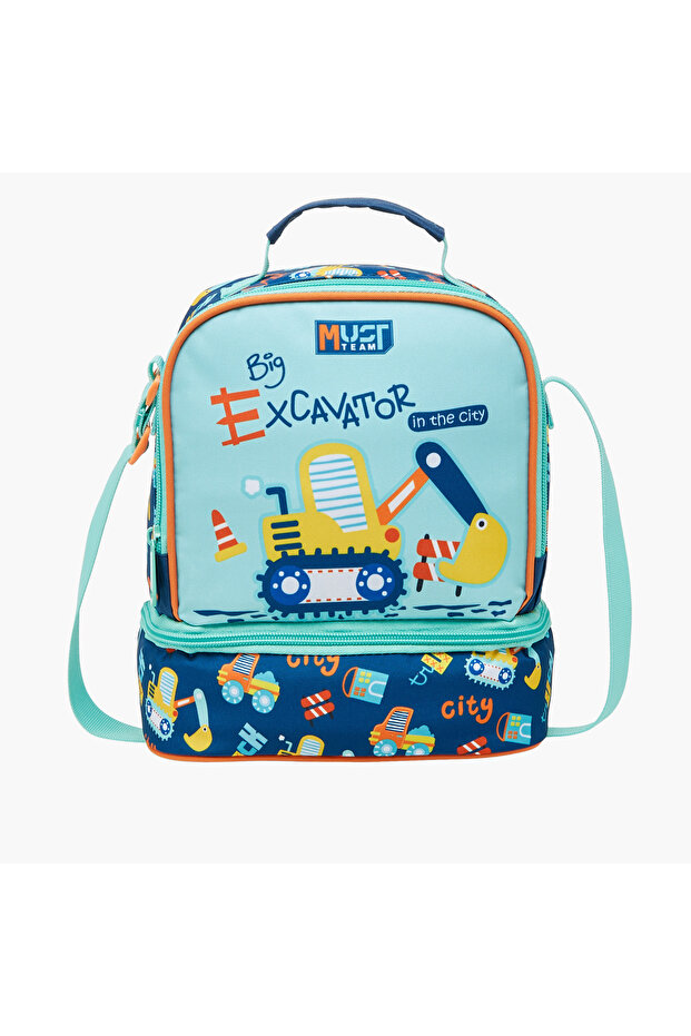 Printed Lunch Bag with Adjustable Strap and Zip Closure