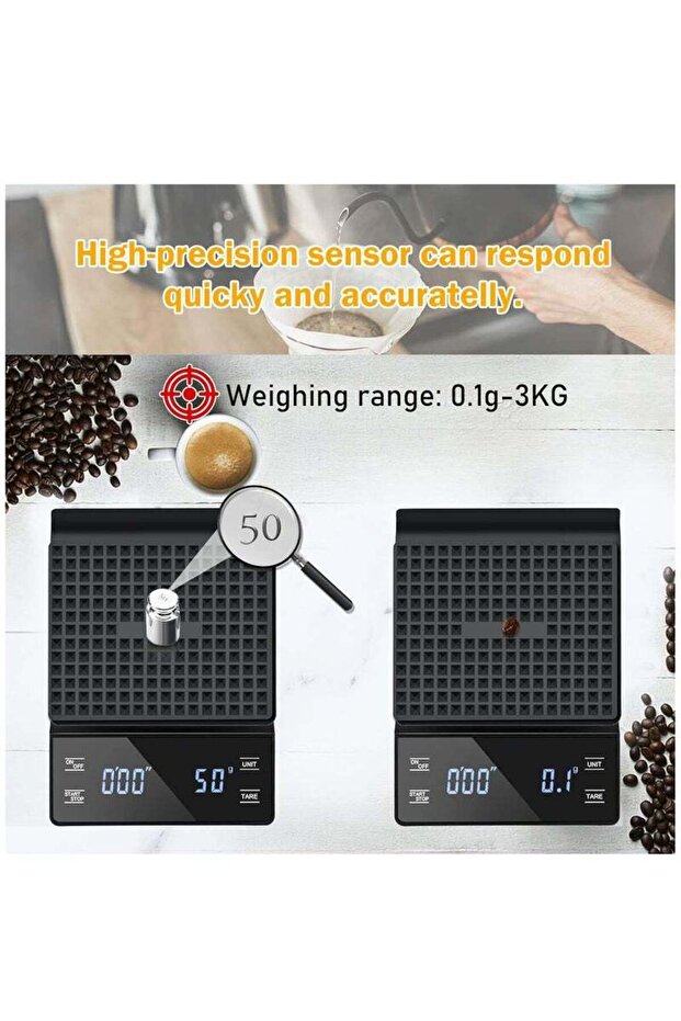 Coffee Scale,Digital Touch Scale with 0.1g/3KG High Precision Sensor Display,Accurate Weighing Scale - 6