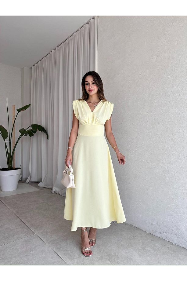 PAOLA Maxi Elbise 2305 - Sarı - 2