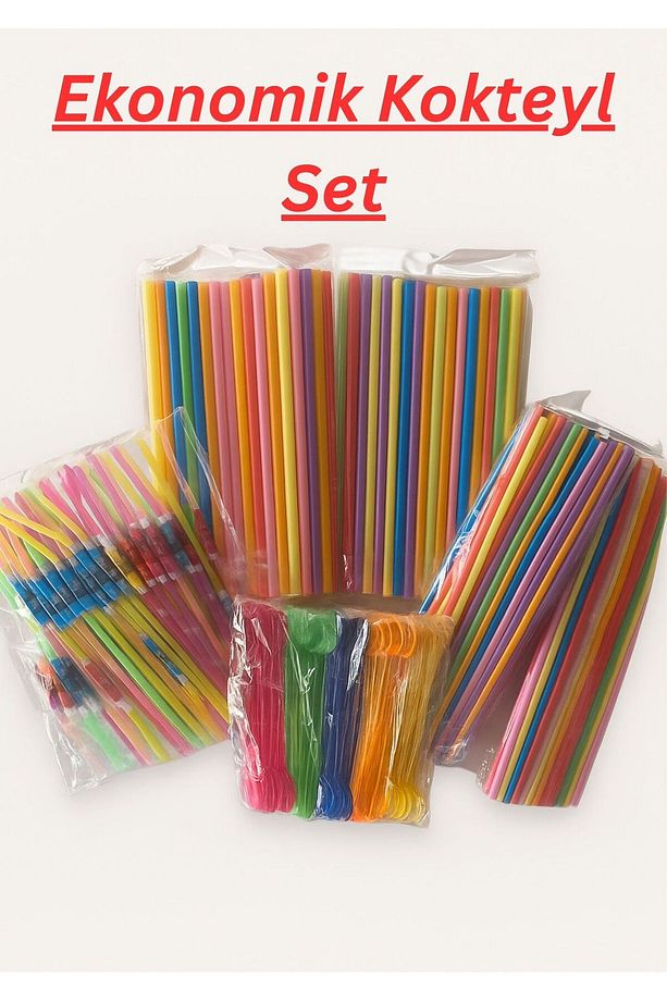 KOKTEYL SET, Şemsiye Pipet, Frozen Pipet, Artistik Pipet, Kokteyl Karıştırıcı - 1