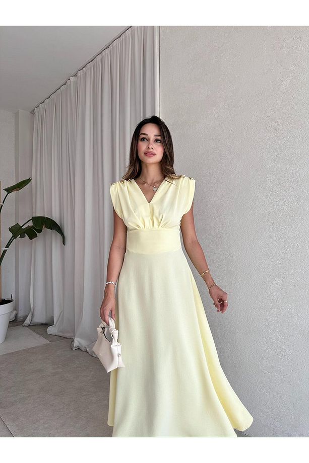 PAOLA Maxi Elbise 2305 - Sarı - 1