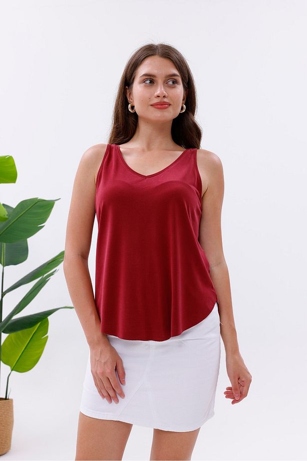 Likralı Modal Kumaş V Yaka Atlet - 2