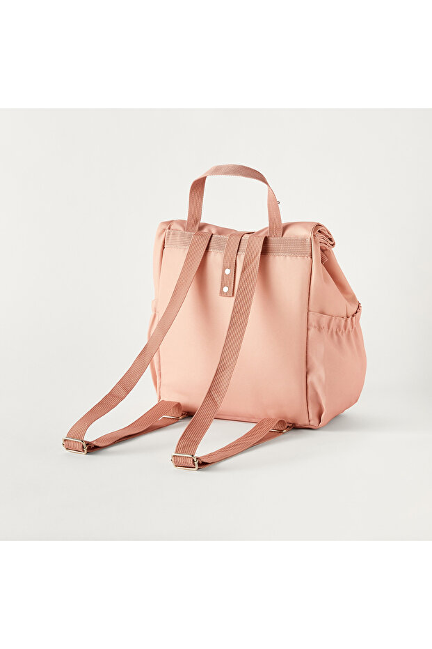 Solid Lunch Bag with Detachable Strap and Snap Button Closure - 4