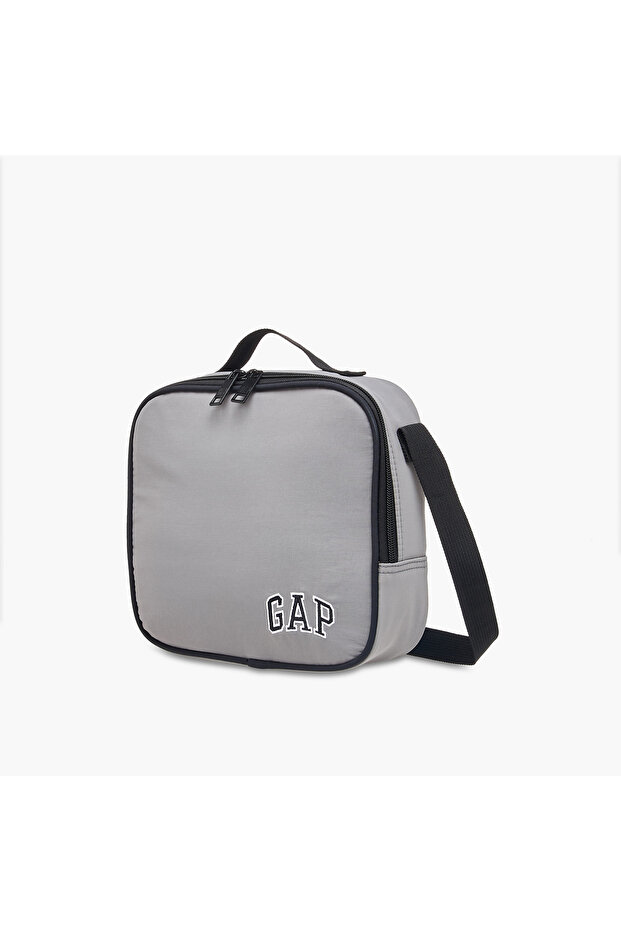 Solid Lunch Bag with Adjustable Strap and Zip Closure - 2