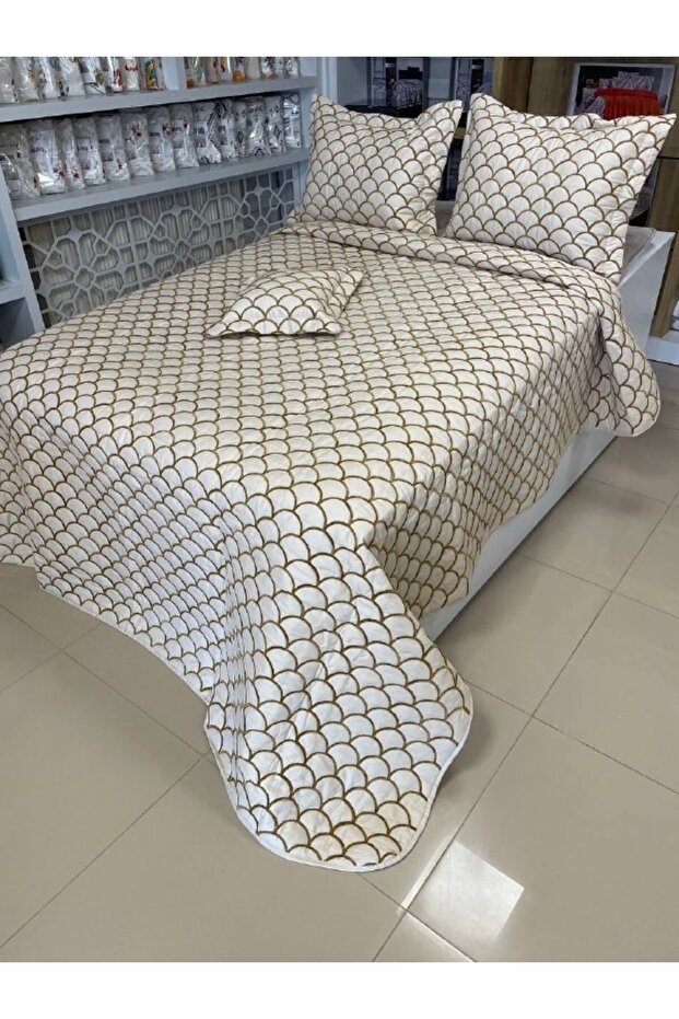 Şönil İşlemeli Lüks Yatak Örtüsü Seti - 250x250 cm | 4 Parça - 5
