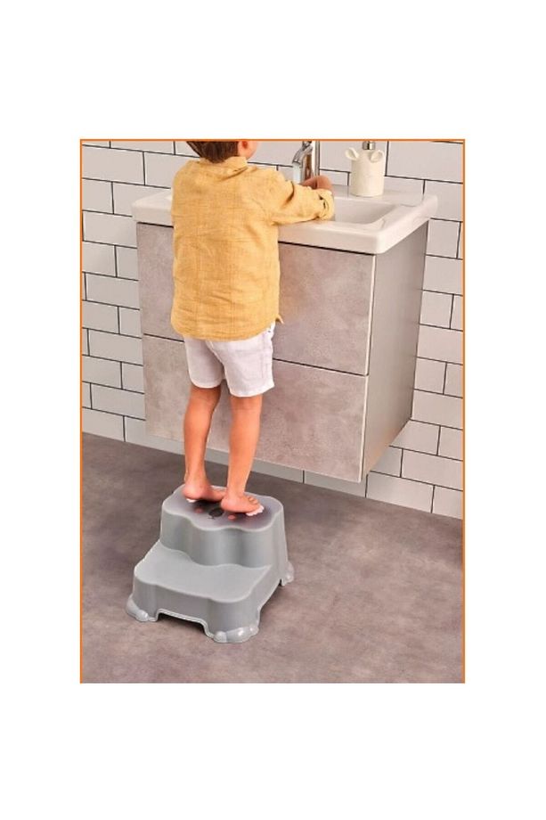 Kaydırmaz Çocuk Taburesi Çift Basamaklı, Çocuk Banyo Lavabo Basamak Merdiven Yükseltici - 2
