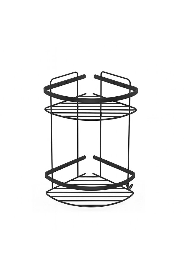 Black 304 Quality Stainless Steel 2-Tier Corner Bathroom Shelf Shampoo Holder