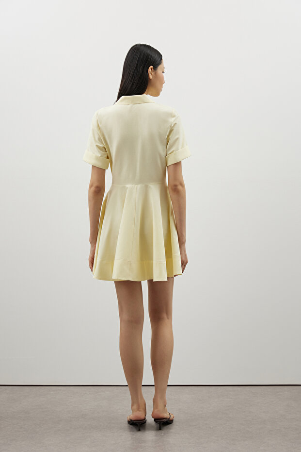 Düğmeli Volanlı Poplin Elbise - 5