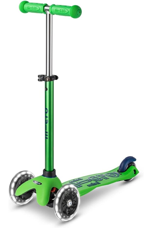 Scooters - Mini Deluxe Green Blue with LED Wheels MMD174 |Adjustable Handlebar |3 Wheels |Max