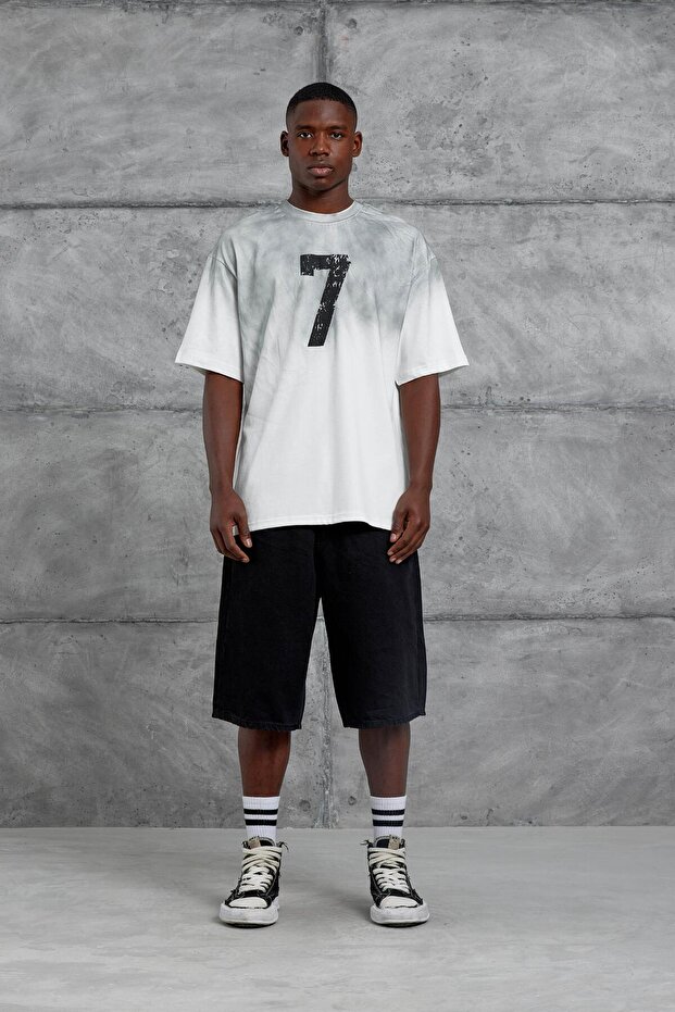 Beyaz 7 Numara Oversize Tshirt - 1