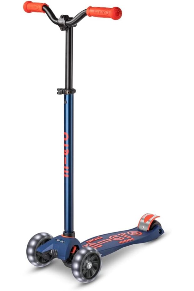 Micro Maxi Deluxe Pro LED | Original Kickboard Scooter | Ages 5-7 | Navy Red