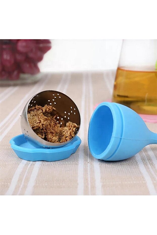 Tea infuser, leaf pattern, silicone, blue - 4