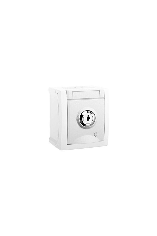 SCHUKO SOCKET WITH KEY IP54 PACIFIC WHITE - 1