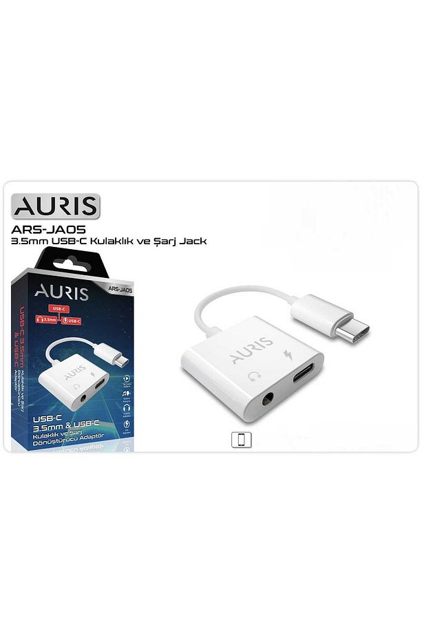 ars-ja05 USB-C To 3,5mm Jack & Type-C Kulaklık ve Şarj Dönüştürücü - 1