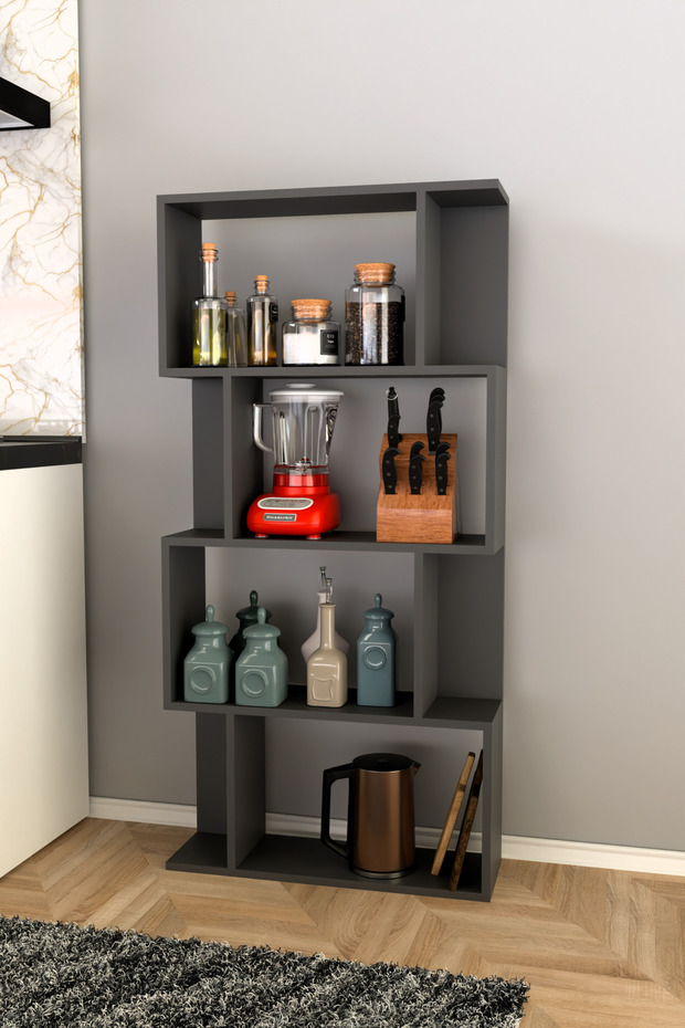 SCALA 4 RAFLI Mutfak Dolabı Mutfak Rafı Çok Amaçlı Dolap -ANTRASİT - 3