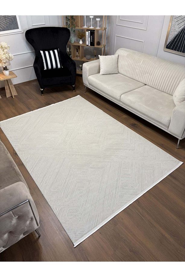Lotus C20 Krem - Sentetik Bambu Parlak Saten Salon Koridor Mutfak Halısı - 6