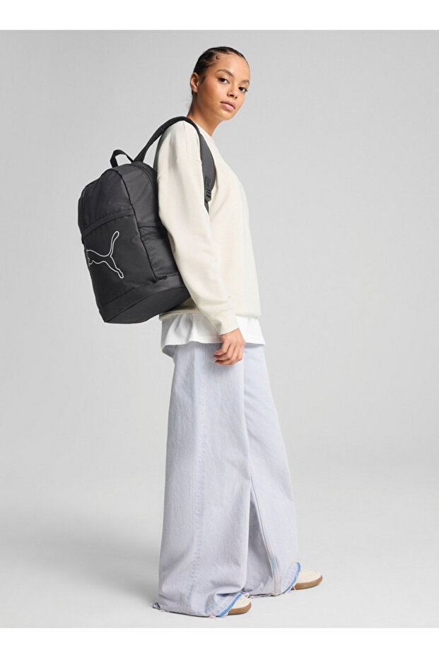 Logo Print School Backpack with Adjustable Straps and Zip Closure - W 33 x H 45 x D 16 cm - 2