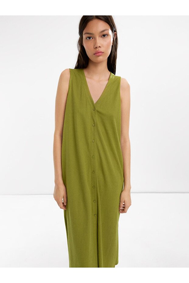 Düğmeli Elbise - 4