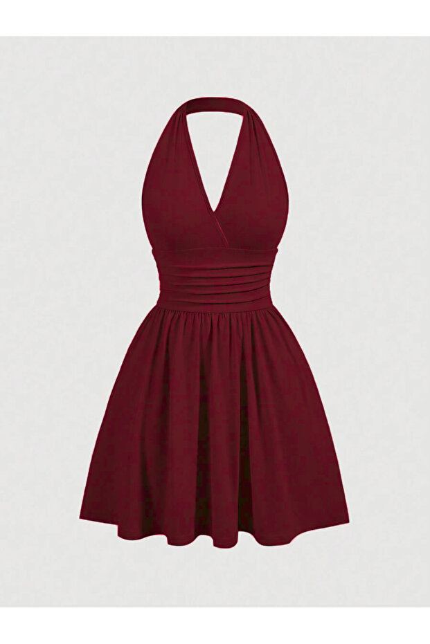 Мини рокля с деколте тип „халтер“ E7096 - 1