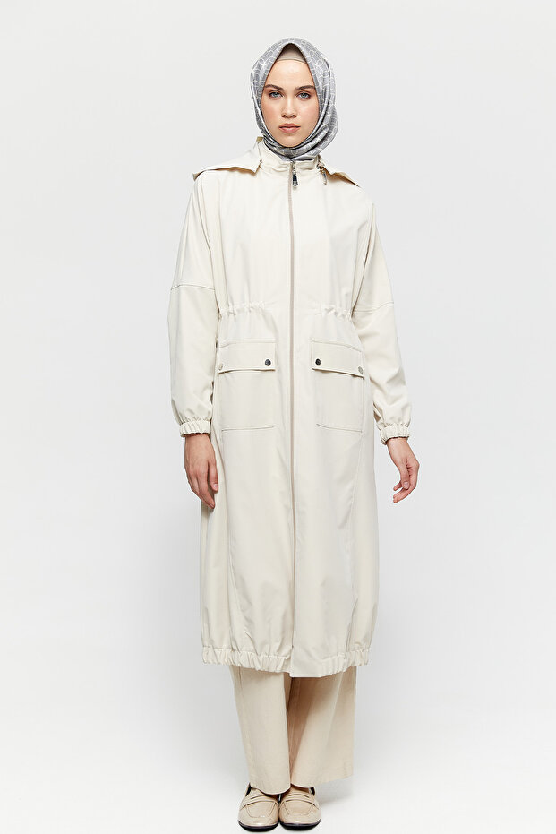 Çıkarılabilir Kapüşonlu Pardösü - 1