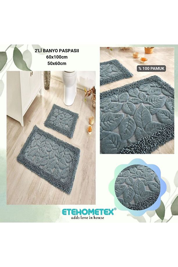 ÇAPA HOME PAMUK 2'Lİ BANYO PASPASI YAPRAK DESEN - 1
