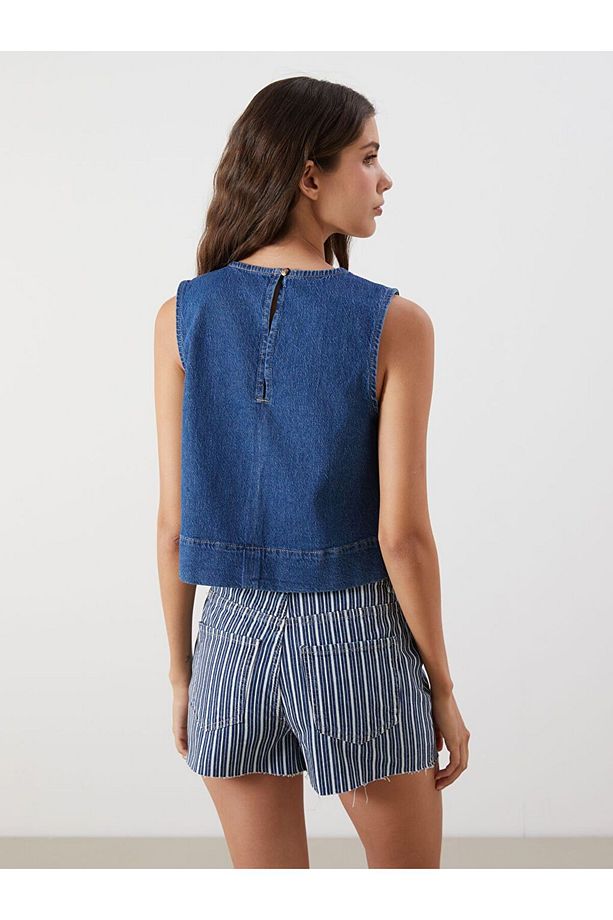 LCW Vision Bisiklet Yaka Jean Bluz - 4