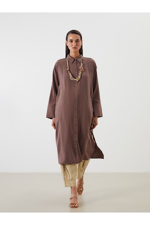 LCW Modest Oversize Modal Karışımlı Kadın Gömlek Tunik - 1