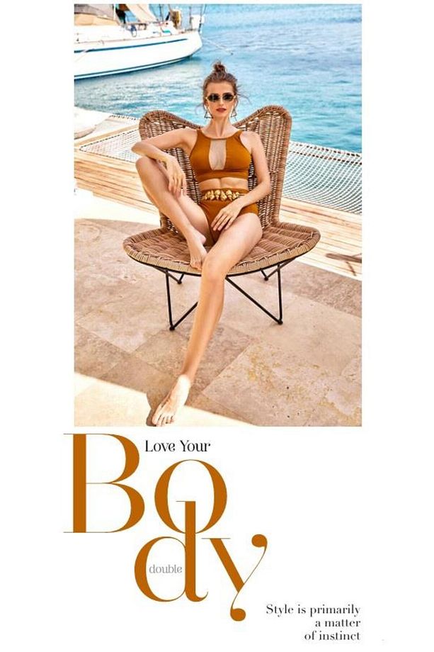 1411-2048 Taşlı Fileli Yüksek Bel Büstiyer Bikini Takım - 3