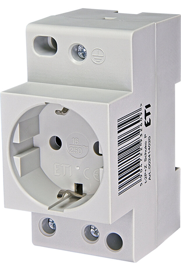 2-module socket, DIN rail mounting, 2P+E, 002414020, - 1