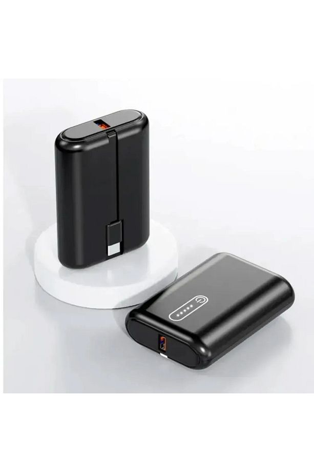 PW-26 10.000 mAh 22.5W Hızlı Şarjlı Type-C Kablolu 1x USB 1x Type-C Çıkışlı Mini Cep Powerbank - 1