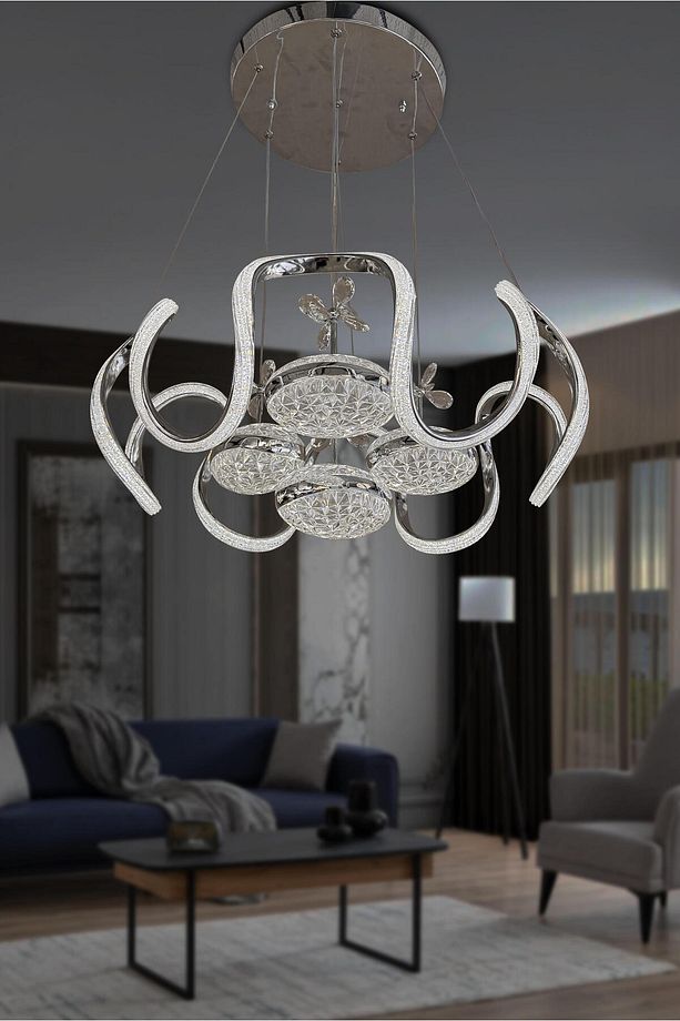 Eliza 4 Top Simli Modern Sarkıt Led Avize Kumandasız Krom - 1