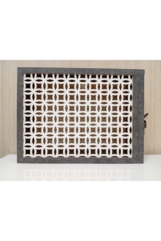 Dekoratif Kilitli Mermer Desen Duvara Asılabilir Sigorta Ve Modem-wifi Saklama Kutusu 30x40Cm - 7