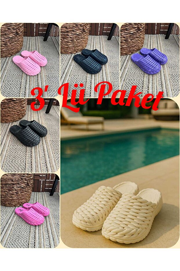 3 Pack Closed Front Non-Slip Sole Soft Flexible Airblow Bathroom Balcony Beach Street Slippers