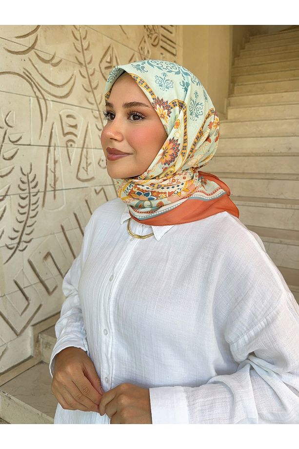 Retro Desen Pamuk Soft Eşarp - 4