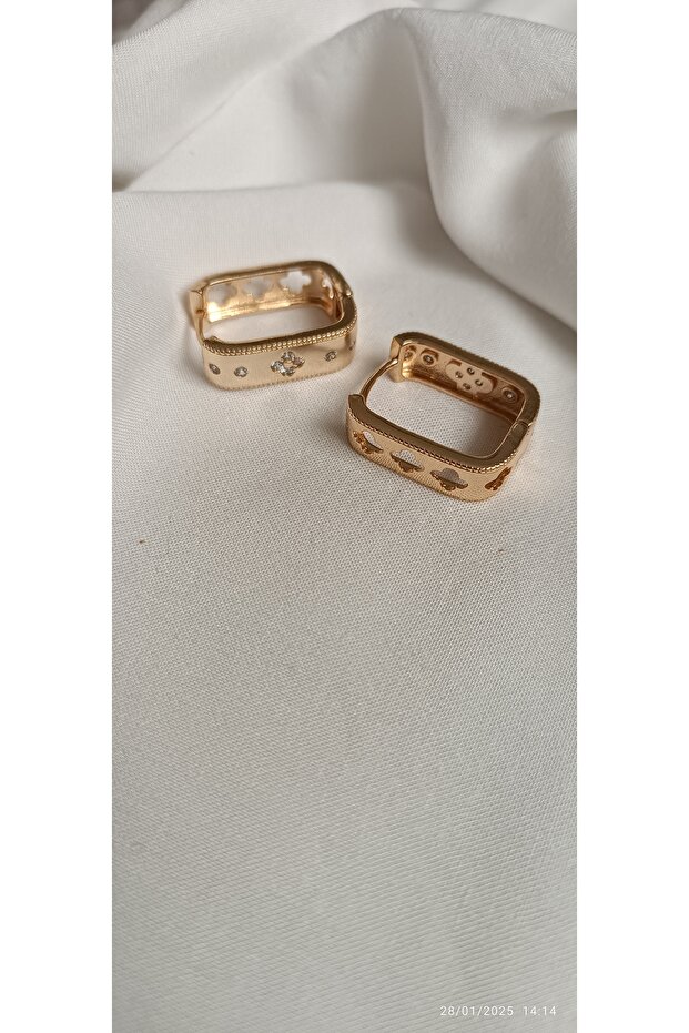 أقراط من الفولاذ بتصميم مستطيل - 1