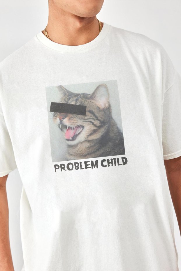 Unisex Oversize Problem Child Cat Printed Premium T-Shirt