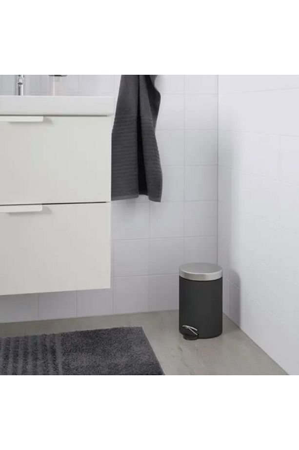 WC, banyo, mutfak, pedallı, çelik, çöp kutusu, koyu gri, 3 lt - 2
