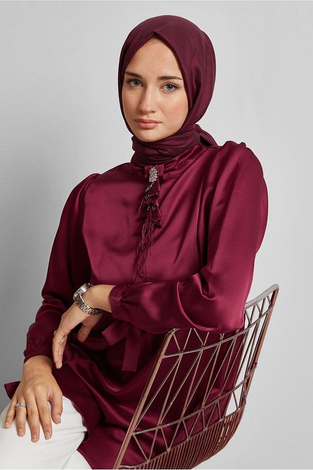 BROŞLU SATEN TUNİK 45589 - 3