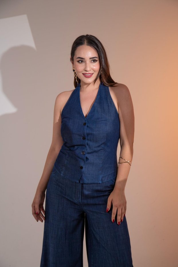 11225502 Women's Plus Size Vest Gipeli 2-Piece Set Navy Blue