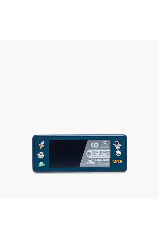 صندوق أقلام رصاص بتصميم رائد فضاء مع لوحة رسم LCD وقلم